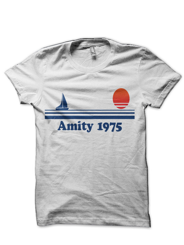 Amity 1975 White T-Shirt Hoodie, Sweatshirt | CoreVibeTees.com