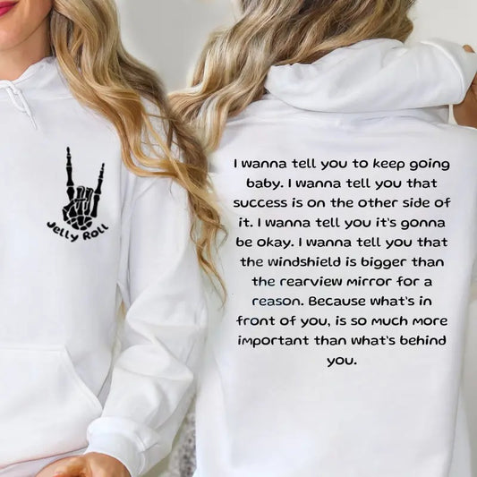 Jellyy 2 Sides Lyric Roll Hoodie, Country Music Inspired, Concert Fans Merch, Unisex Sweater Pullover Tee