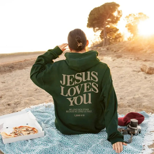 Jesus Loves You Hoodie Christian Hoodie Christian Sweatshirt Jesus Hoodie Trendy Hoodie Bible Verse Shirt Cotton Menswear