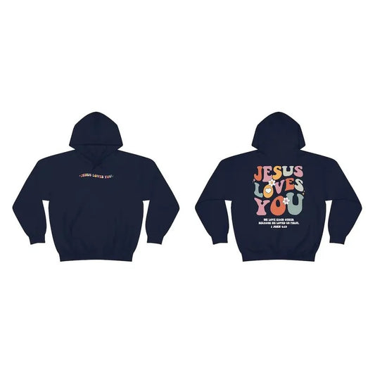 Jesus Loves You Hoodie Retro Christian Hoodie Christian Merch Jesus Hoodie Mental Health Hoodie Womenswear Cotton