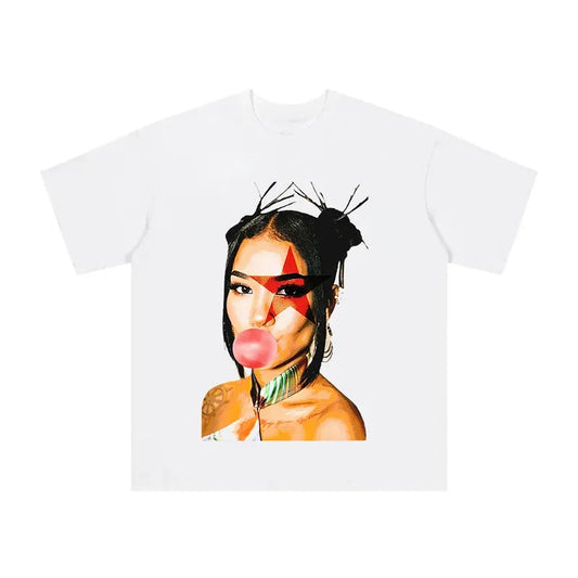 Jhene Star Bubble Gum Cute Graphic Big Face Shirt