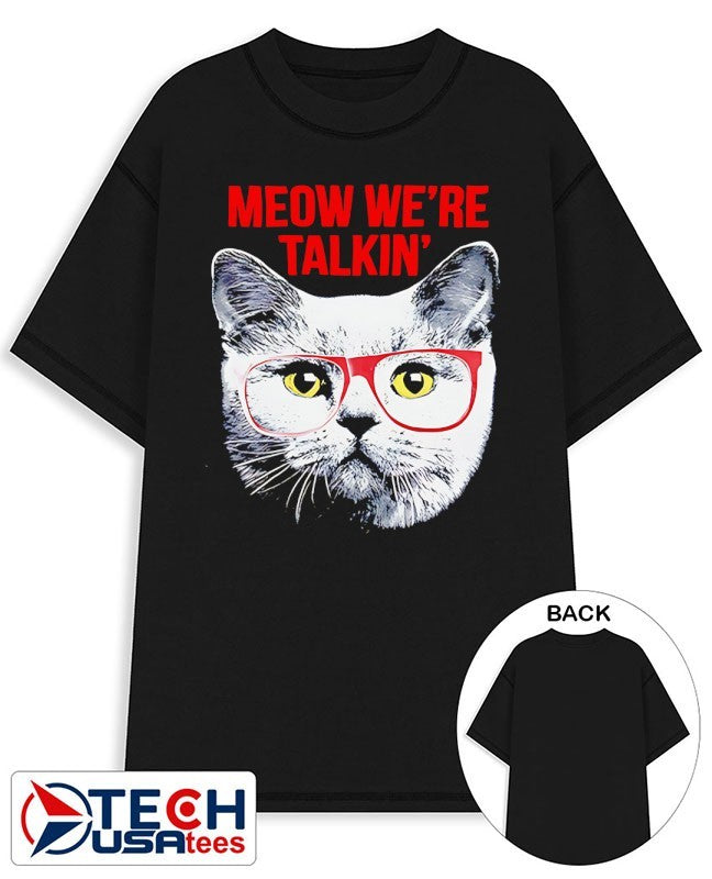 Joey Bragg wearing cat meow we’re talkin’ shirt