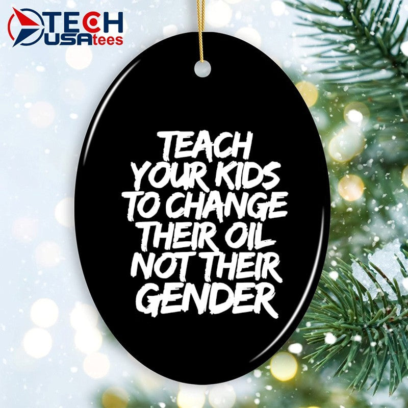 Jones Keeffe wearing teach your kids to change their oil not their gender shirt