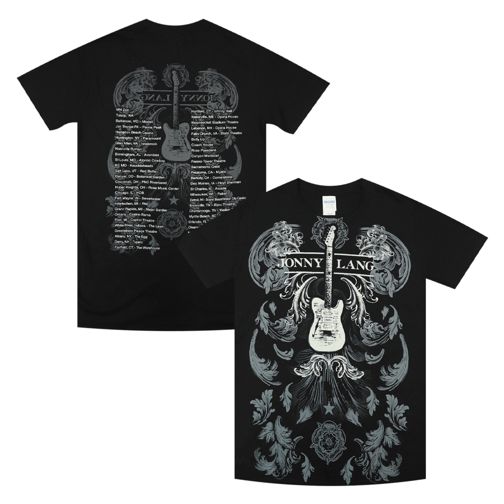 Guitar Tour Unisex Black T-Shirt Hoodie, Sweatshirt | CoreVibeTees.com (Image 1)