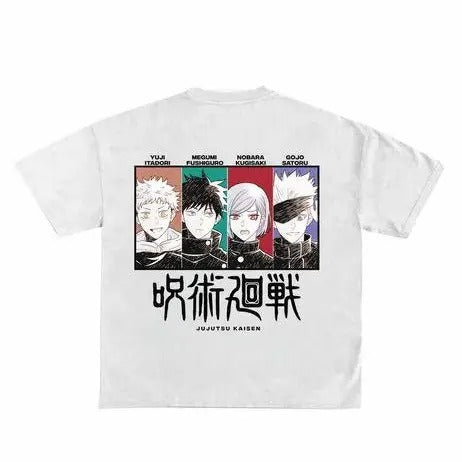 Jujutsu Kaisen Team Oversized Black Tshirt, Anime Tshirt for Men Women, Large Front Print, Round Neck Drop Shoulders Sweatshirt, Hoodie, Comfort Colors