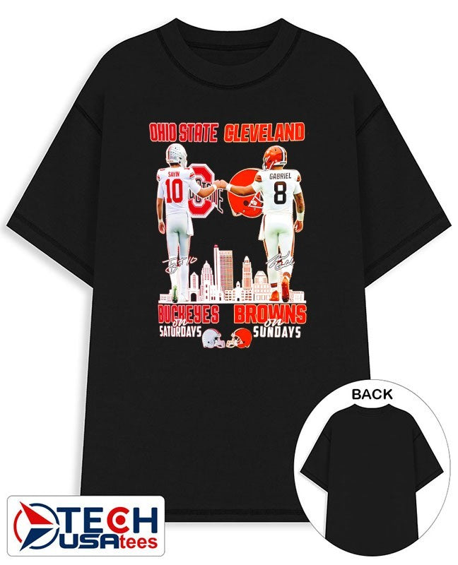Julian Sayin Buckeyes on Saturdays and Dillon Gabriel Browns on Sundays skyline shirt