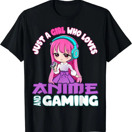 Just A Girl Who Loves Anime And Gaming Chibi Video Games TShirt
