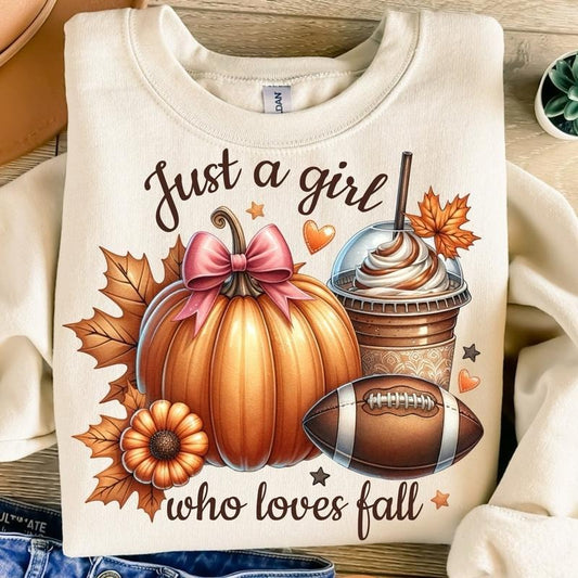 Just A Girl Who Loves Fall Sweatshirt, Pumpkin Sweater, Autumn Sweater, Trendy Fall Sweatshirt