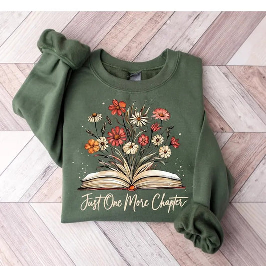Just One More Chapter Shirt, Fall Books , Sublimation Design, Bookish, Fall , Autumn , Trendy
