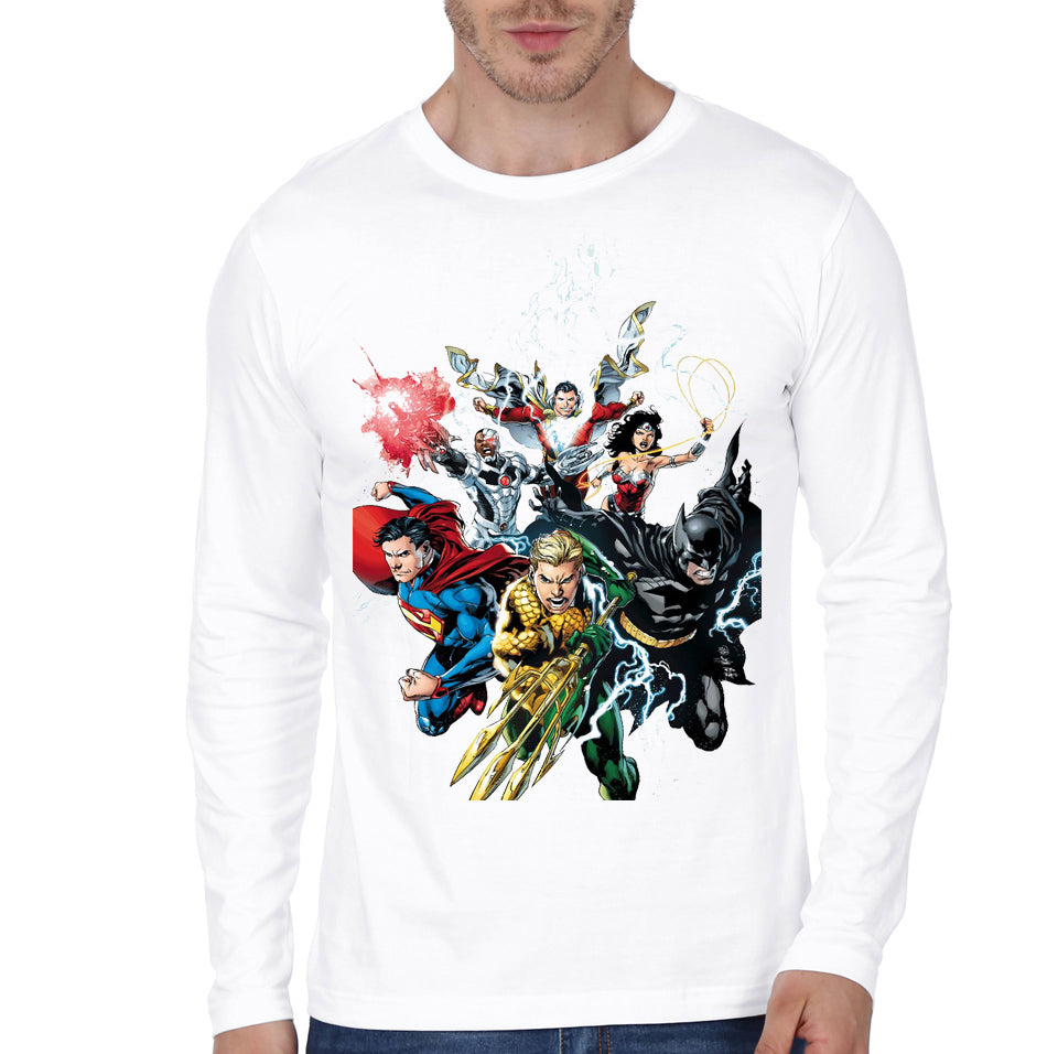 Justice League White Full Sleeve Tee Style001 Hoodie, Sweatshirt | CoreVibeTees.com