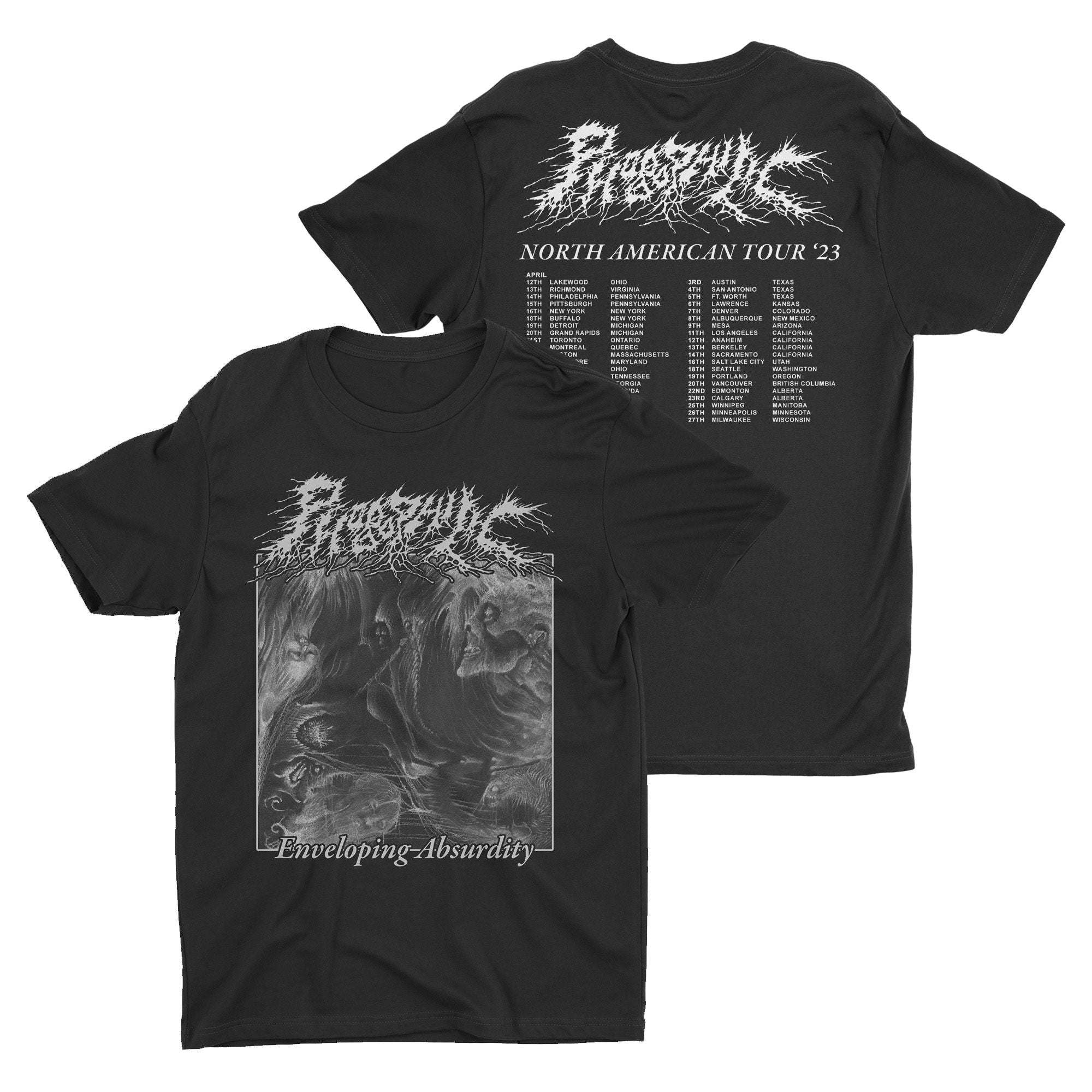 Phobophilic - Enveloping Absurdity 2023 Tour t-shirt Hoodie, Sweatshirt | CoreVibeTees.com (Image 1)