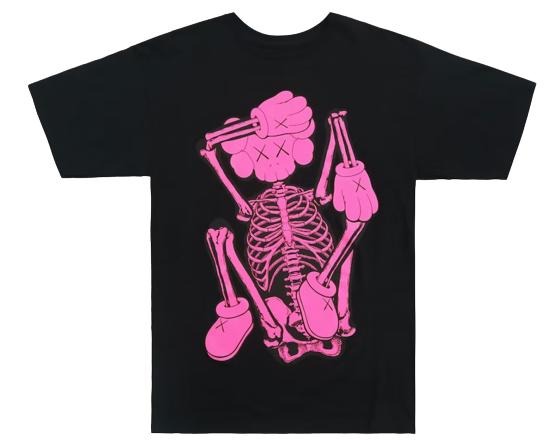 KAWS Skeleton New Fiction T-Shirt Pink 2021 (KAWS-SS02) Men's Size S-XXL Hoodie, Sweatshirt | CoreVibeTees.com