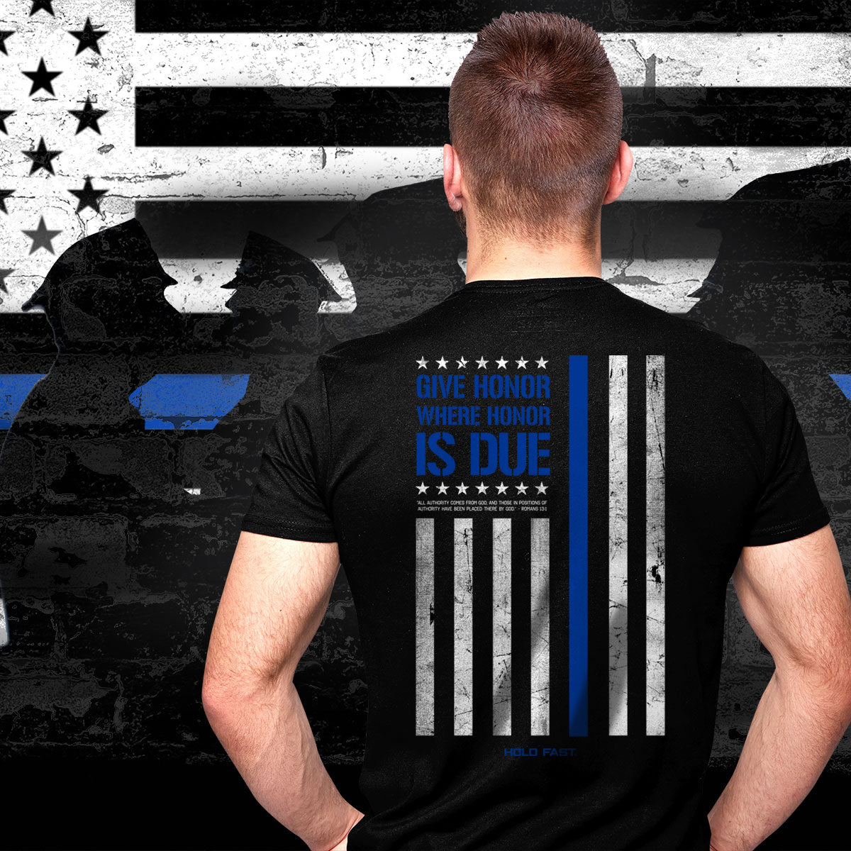 HOLD FAST Mens T-Shirt Back The Blue Hoodie, Sweatshirt | CoreVibeTees.com (Image 3)
