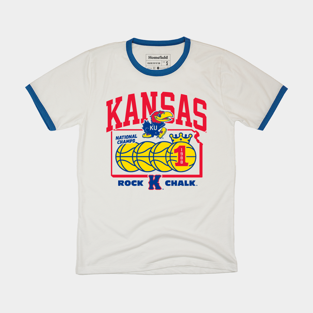 Kansas Basketball 1988 Champs Ringer Tee Hoodie, Sweatshirt | CoreVibeTees.com (Image 1)