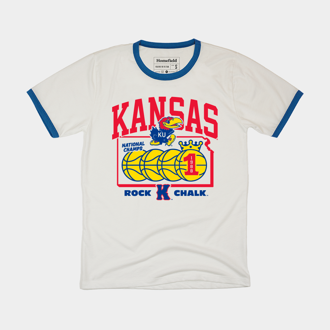 Kansas Basketball 1988 Champs Ringer Tee Hoodie, Sweatshirt | CoreVibeTees.com (Image 1)