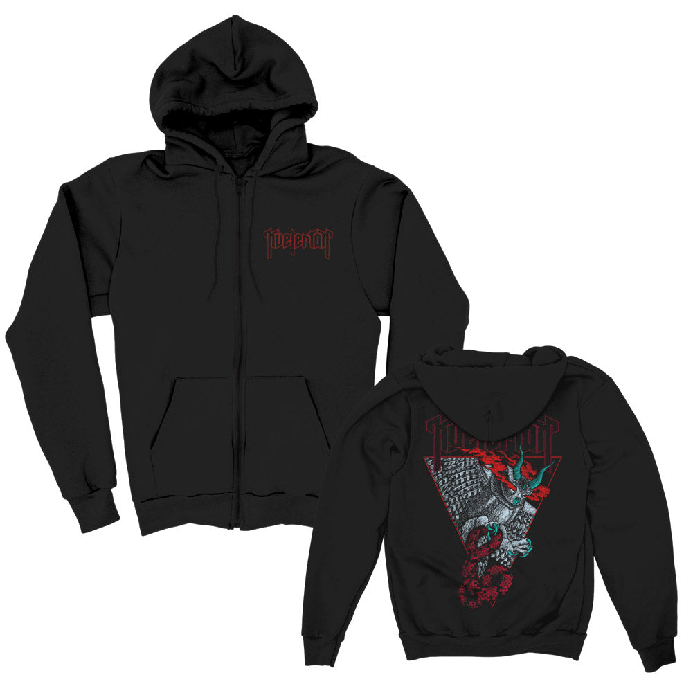 Demon Owl Zip Up Hoodie (Black) T-Shirts, Sweatshirt | CoreVibeTees.com (Image 1)
