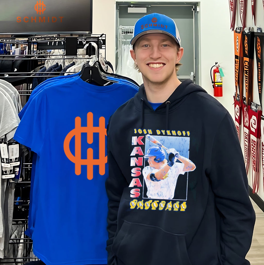 Kansas Jayhawks baseball Josh Dykhoff illustration shirt