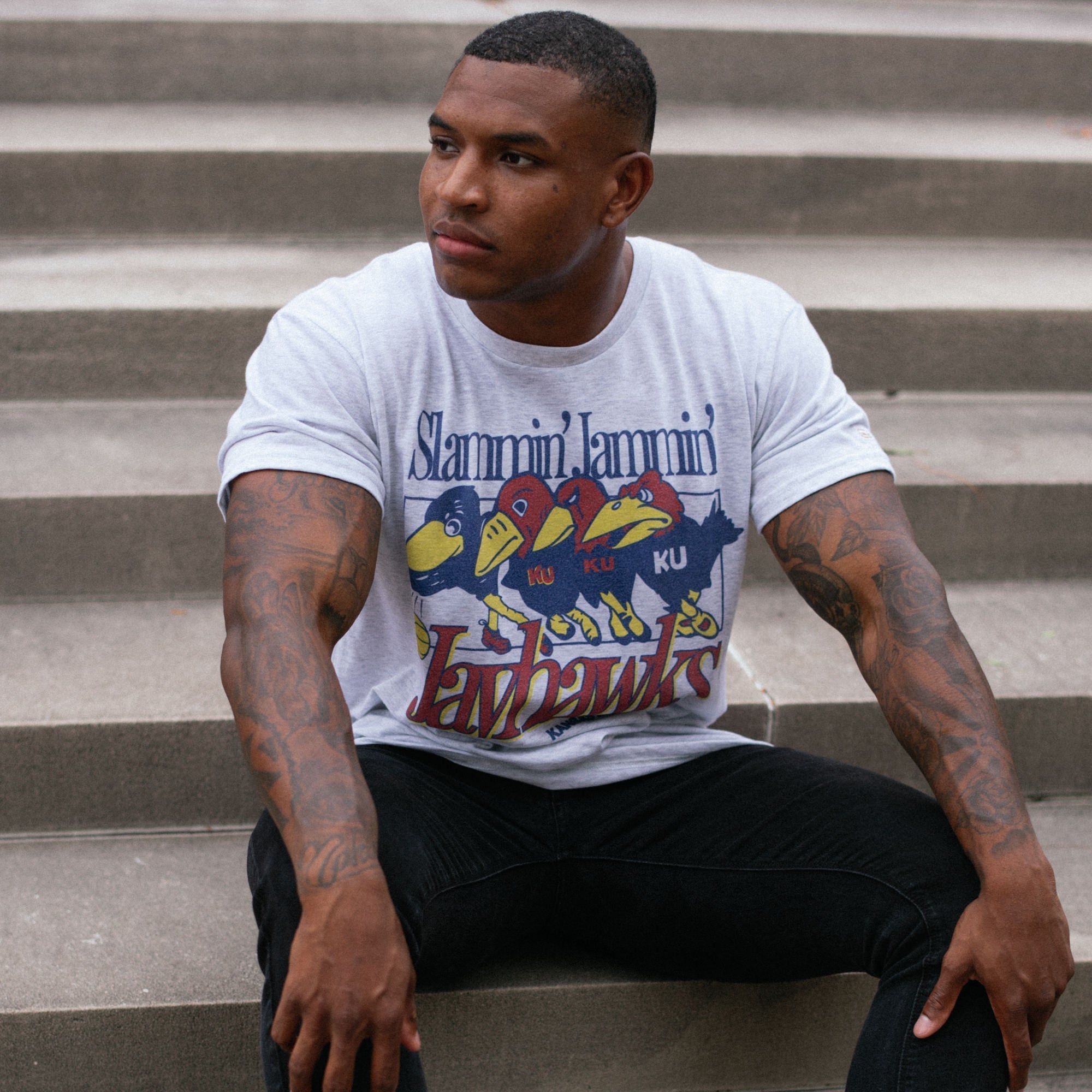 Vintage "Slammin' Jammin' Jayhawks" Tee Style001 Hoodie, Sweatshirt | CoreVibeTees.com (Image 2)