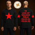 Kanye West Ye Live Bully 2026 Merch Image Of Star On The Sleeve Two Sided Unisex Long Sleeve Black Shirt