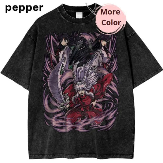 Kikyo Kagome Inuyasha Anime Vintage T-Shirt for Fans, Anime Shirt,Graphic Anime Tee, Y2K Shirt, Vintage Tee Menswear T-Shirt