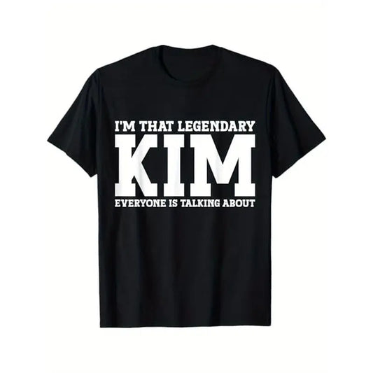 Kim Graphic T-Shirt, 100% Cotton Casual Tee, Short Sleeve Round Neck, Breathable Soft Comfortable, Unisex Printed Top for Halloween Thanksgiving Christmas Made in USA