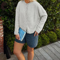 Knit Cardigan for Women Fashionable Versatile Solid Color Long Sleeve Loose Button Down Sweater T-Shirts, Hoodie, Sweatshirt