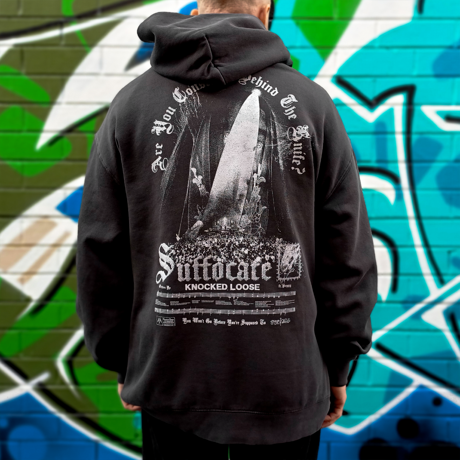 Suffocate Hoodie (Faded Black) T-Shirts, Sweatshirt | CoreVibeTees.com (Image 3)