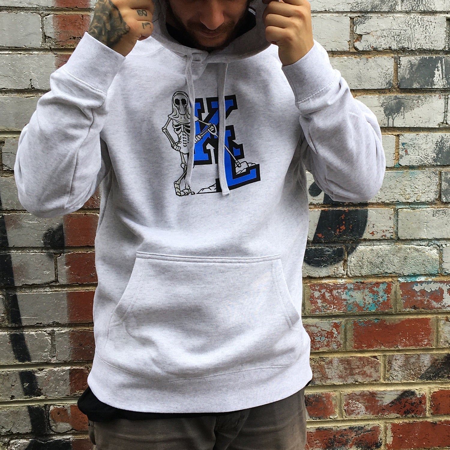 Grave Digger Hoodie (Grey/Blue) T-Shirts, Sweatshirt | CoreVibeTees.com (Image 4)