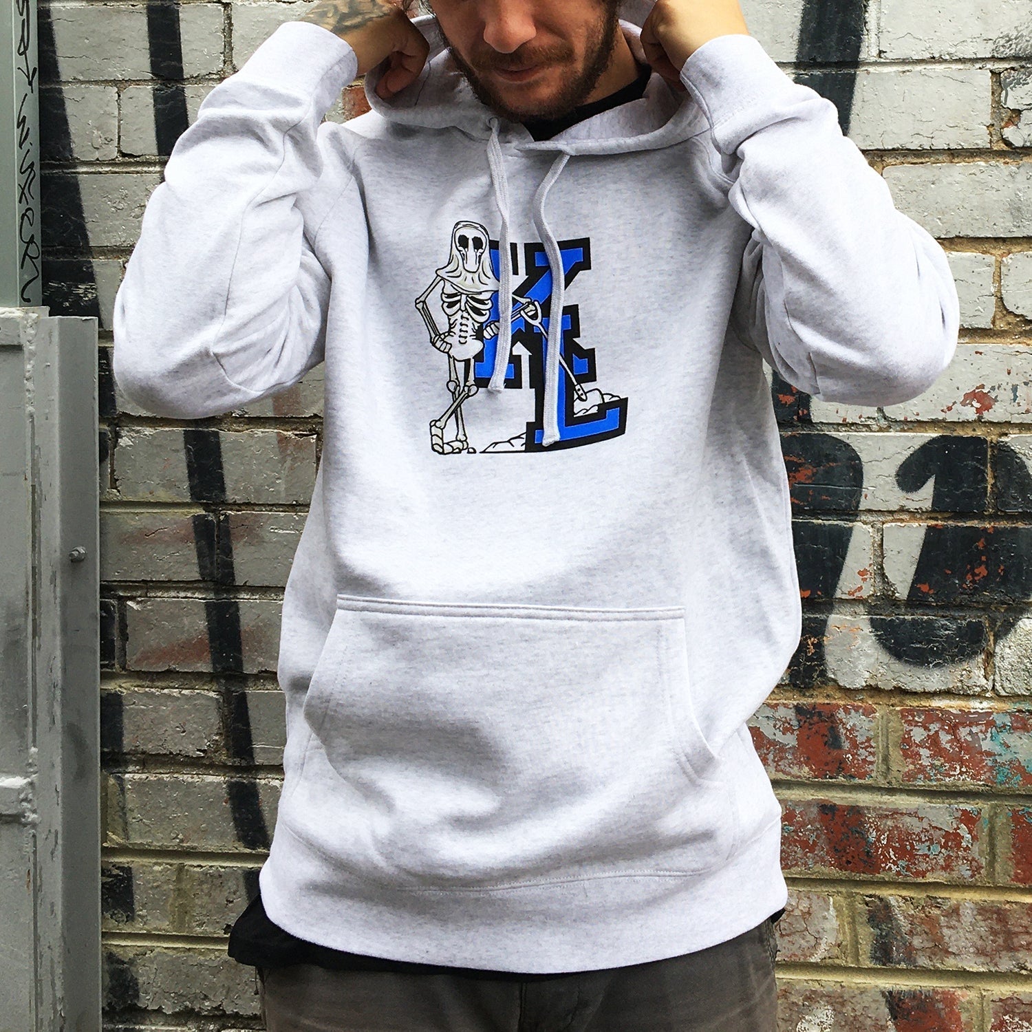 Grave Digger Hoodie (Grey/Blue) T-Shirts, Sweatshirt | CoreVibeTees.com (Image 2)