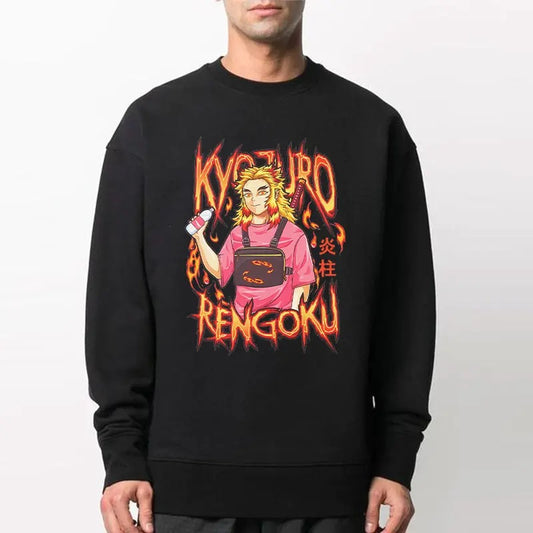 Kyojuro Rengoku Sweatshirt Hoodie, Rengoku Flame Hashira Shirt, Demon Slayer t-shirt, Kimetsu no Yaiba Shirt, Anime sweatshirt hoodie, Anime lover t-shirt Menswear