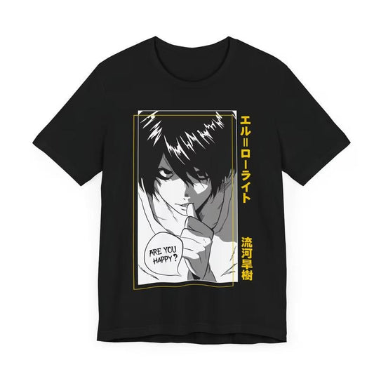 L Anime T-shirt Unisex, Deathnote Anime Manga Shirt, Anime Shirt, Anime Lovers Shirt, Graphic Anime Tee, Manga Shirt, Japanese Menswear Top Underwear Tshirt Streetwear Man Tropical Crewneck Shortsleeve Round Neck Casual