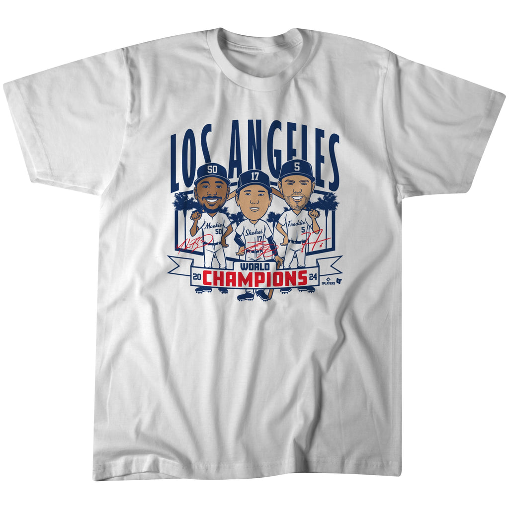 World Champions Caricatures : Los Angeles Baseball Adult Unisex Tee Hoodie, Sweatshirt | CoreVibeTees.com (Image 1)