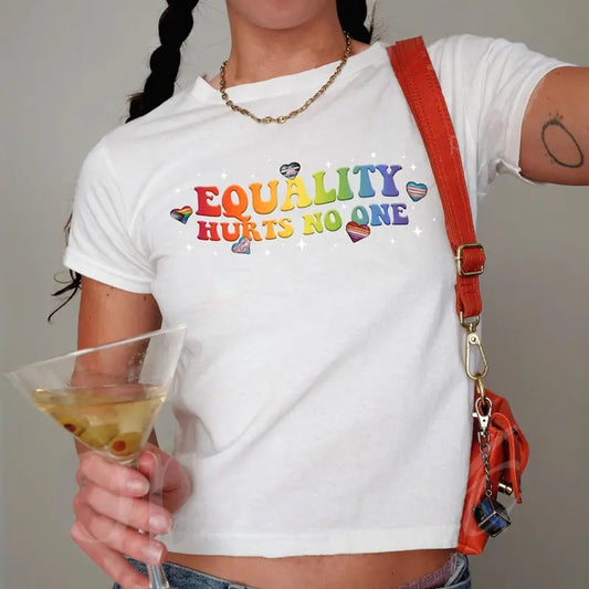 LGBT Pride Month Y2K Baby Tee, Equality Hurts No One Trendy , Human Rights Equality Shirt, Gay Pride Aesthetic Clothing
