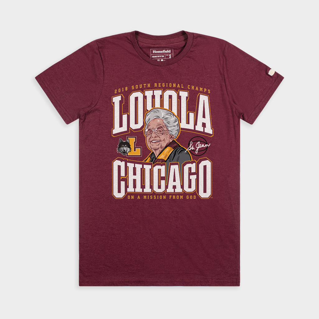 Loyola Ramblers Men's Basketball 2018 Sister Jean Tee Style001 Hoodie, Sweatshirt | CoreVibeTees.com (Image 1)