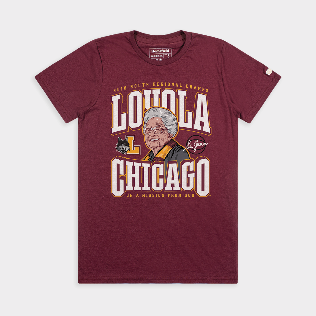 Loyola Ramblers Men's Basketball 2018 Sister Jean Tee Style001 Hoodie, Sweatshirt | CoreVibeTees.com (Image 1)