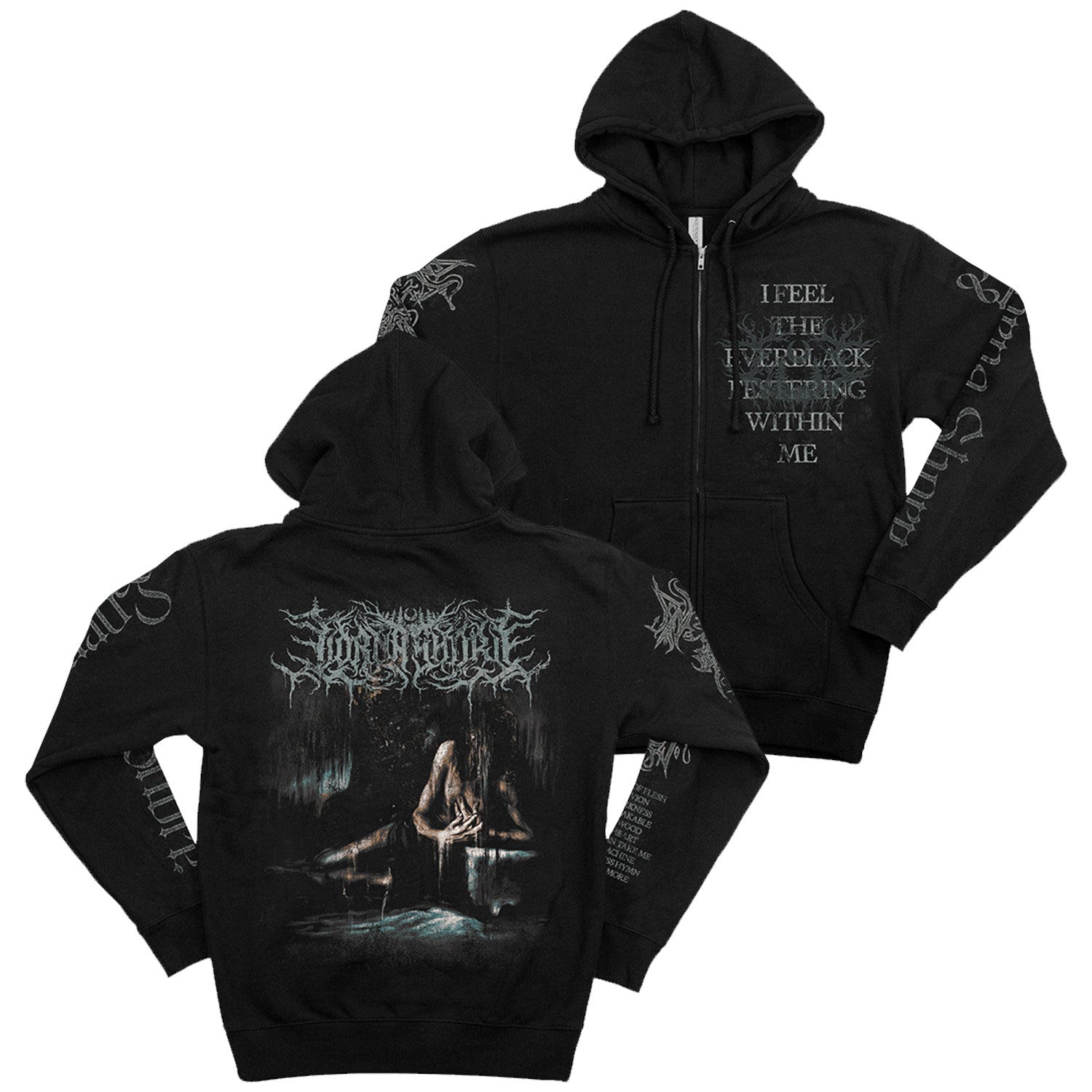 I Feel The Everblack Festering Within Me Cover Zip Up Hoodie (Black) T-Shirts, Sweatshirt | CoreVibeTees.com