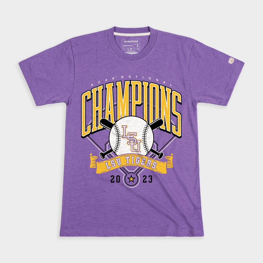 LSU 2023 NCAA Baseball Champs Purple Tee Style001 Hoodie, Sweatshirt | CoreVibeTees.com