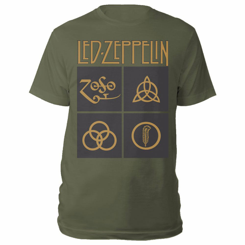 Led Zeppelin T-shirt - Gold Symbols in Black Square Hoodie, Sweatshirt | CoreVibeTees.com (Image 2)
