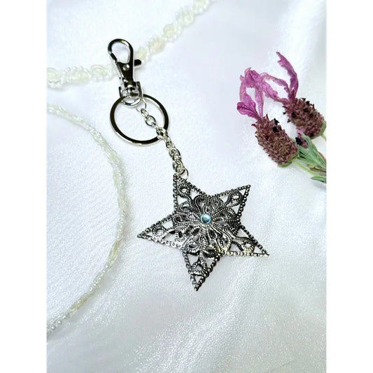 Large star keychain, stainless steel, gift for her