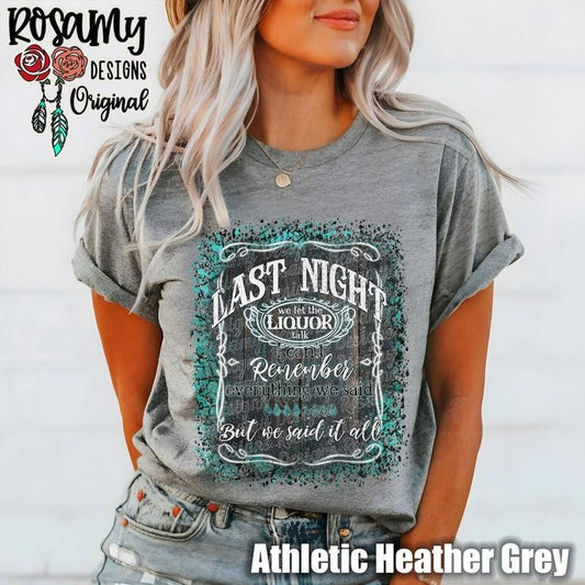 Last Night Tee, Turquoise And Leopard Design, Bella Canvas Unisex Shirt, Front Graphic, Perfect For Concerts, Country Music Fans, Western Style S3LDN