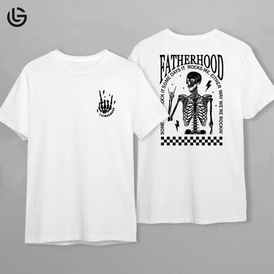 Latarshia Grant Store Fatherhood Shirt Funny Skeleton Dad Tee Rocker Retro Cool Daddy Gift For Husband Fathers Day