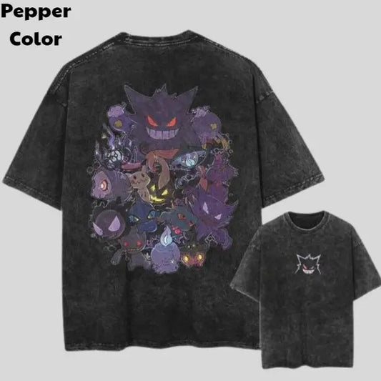 Lavender Town Vintage Tee, Gengar 2-Sided T-Shirt, Pokemon Graphic Tees, Sweatshirt, Hoodie, Unisex Anime Shirt Menswear Womenswear Streetwear