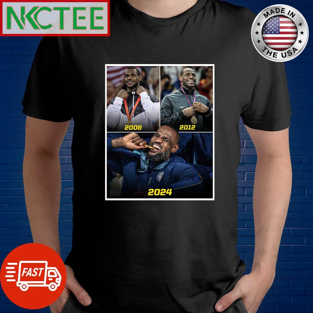 LeBron is the first men’s basketball player to win an Olympic gold medal in 3 different decades 2008 2012 2024 shirt