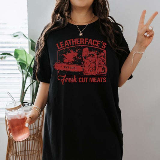 Leatherface Fresh Cut Meats TShirt Texas Chainsaw Shirt Texas Chain Saw Massacre Spooky Scary Horrow Halloween Costume T Shirt