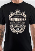 Legends Are Born On November 26 T-Shirt Hoodie, Sweatshirt | CoreVibeTees.com