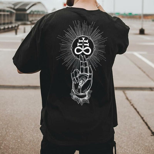 Leviathan cross print casual loose t-shirt - Naughty Clothes Men