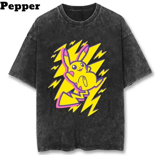 Lightning Bolt Pikachu Black Vintage Tee, Lightning Bolt Pikachu Shirt, Pokemon Shirt, Anime Shirt, T-shirt For Man Top Menswear Sweatshirt, Hoodie, Comfort Colors