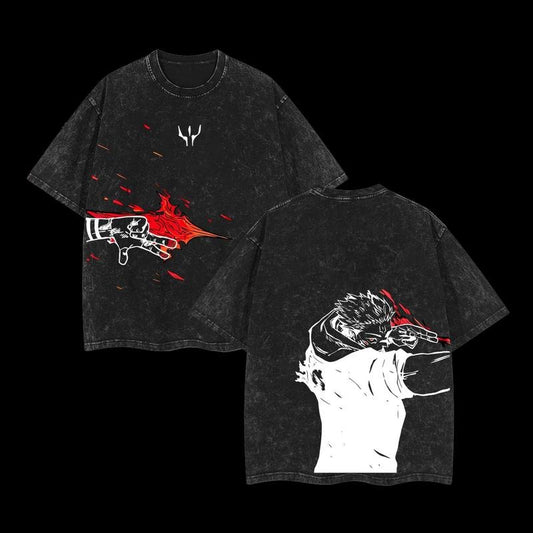 Limited Edition Ryomen Sukuna Jujutsu Kaisen Anime Double Printed Oversize Lightweight Acid Washed Tee Gift For Anime Fan, Anime Merch, Tops Mens