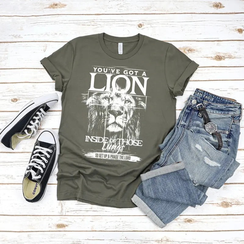 Lion Jesus Praise Lord Shirt, Worship shirt, Praise shirt, Christian Religious Shirts Cotton Menswear