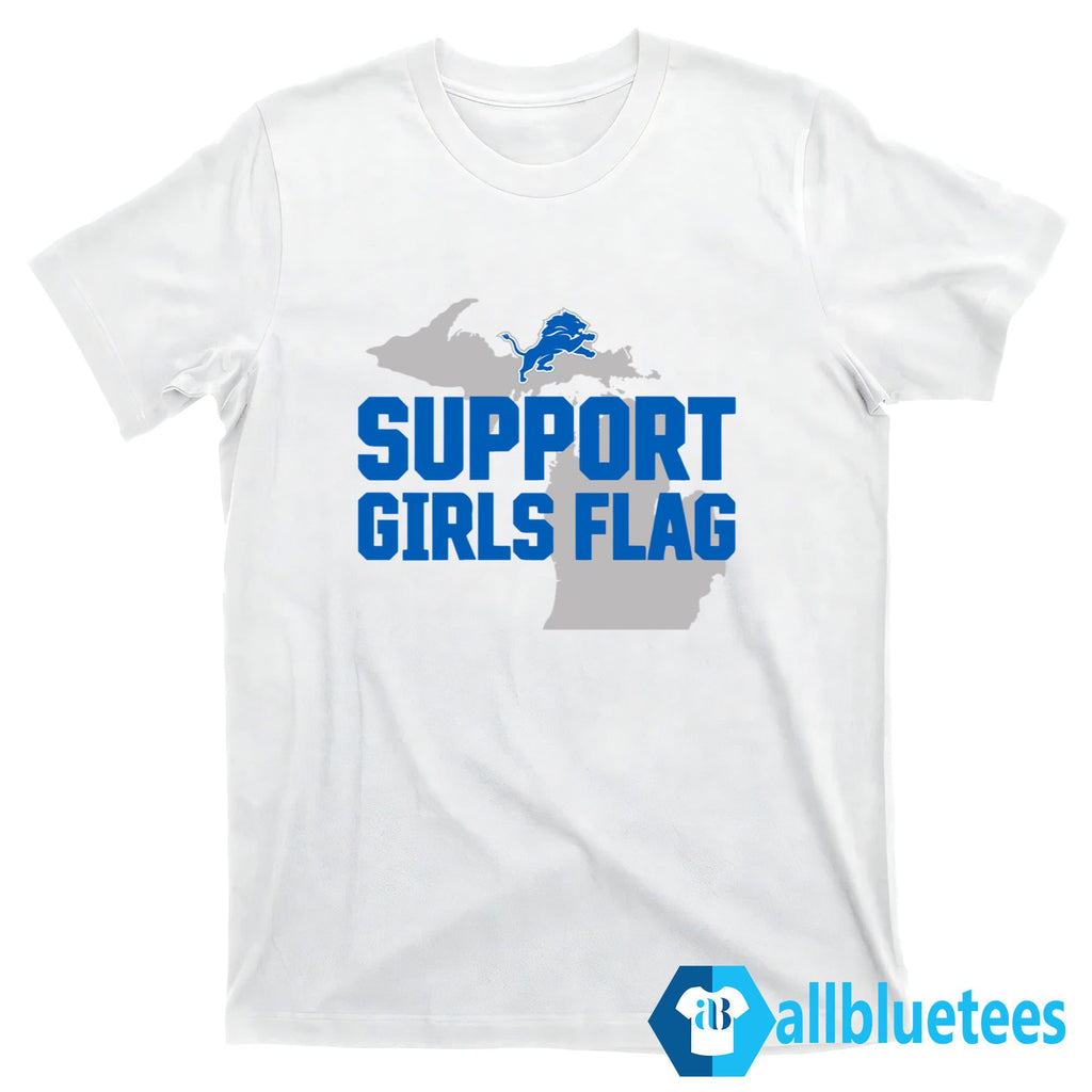 Lions Support Girls Flag Shirt